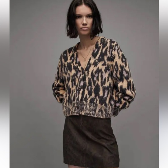 All Saints  wick Anita Textured Knit Sweater - Black and Tan - Picture 2 of 10